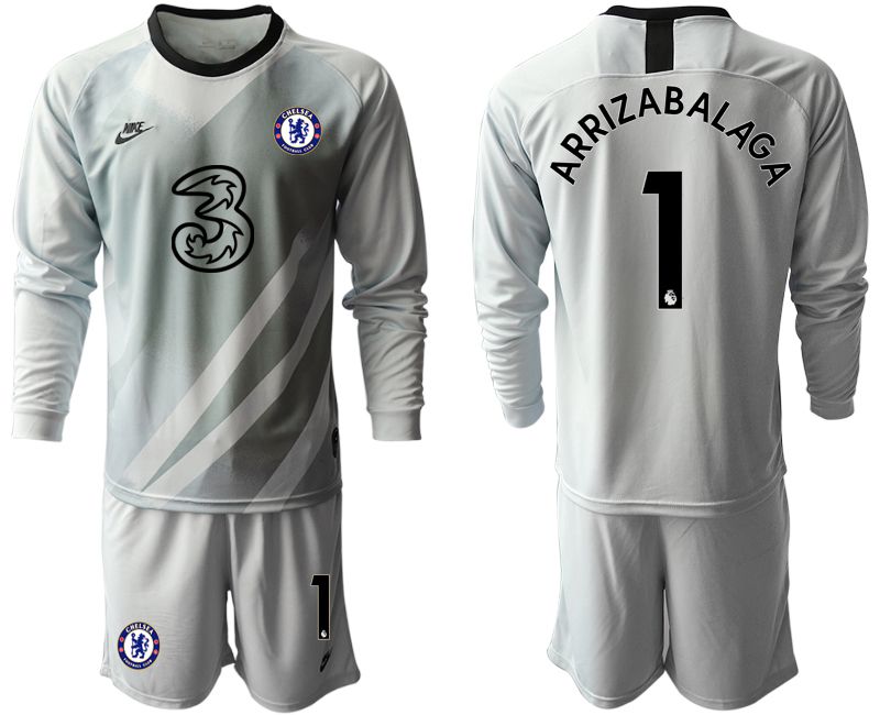 Men 2020-2021 club Chelsea gray long sleeve goalkeeper #1 Soccer Jerseys->chelsea jersey->Soccer Club Jersey